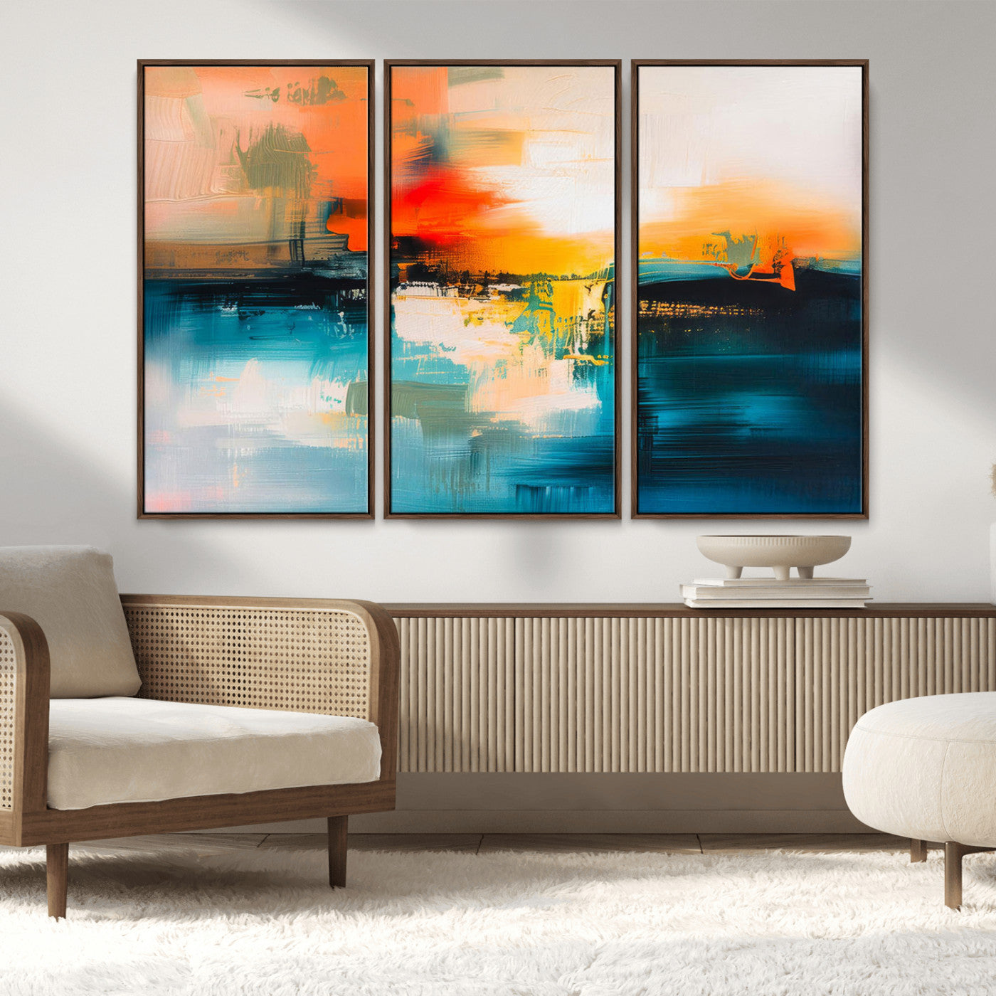 MGV-FC-48X32-3P - Colorful Abstract Wall Art | Bold Modern Canvas Print | Ready to Hang and Framed for Living Room or