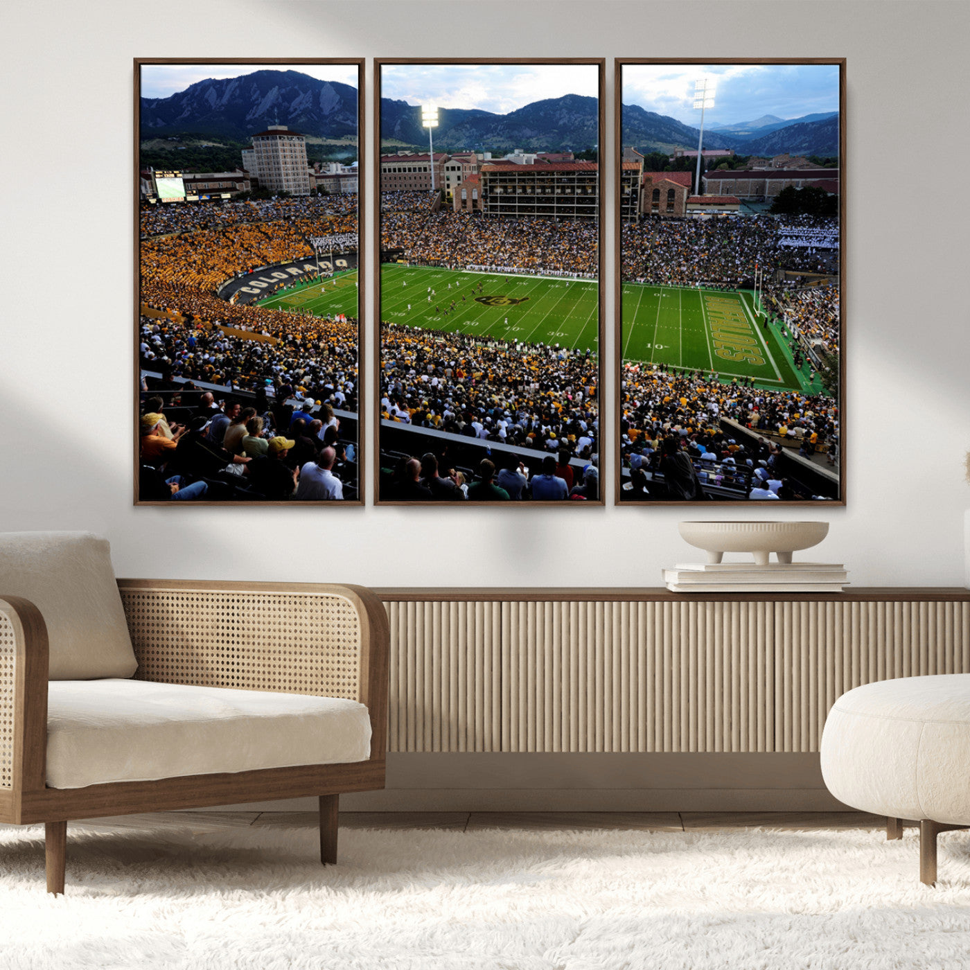 MGV-FC-48X32-3P - Folsom Field - University of Colorado Buffaloes Football Stadium Wall Art | Ready to Hang and Framed