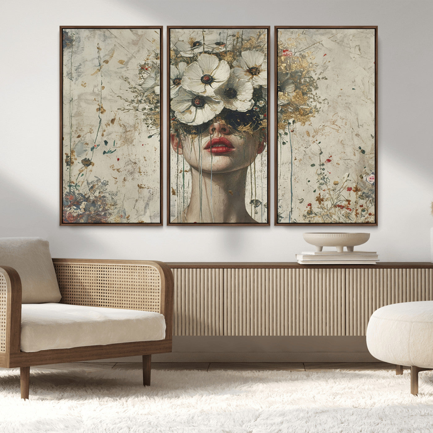 MGV-FC-48X32-3P - Abstract Floral Women Patel Wall Art Canvas Print