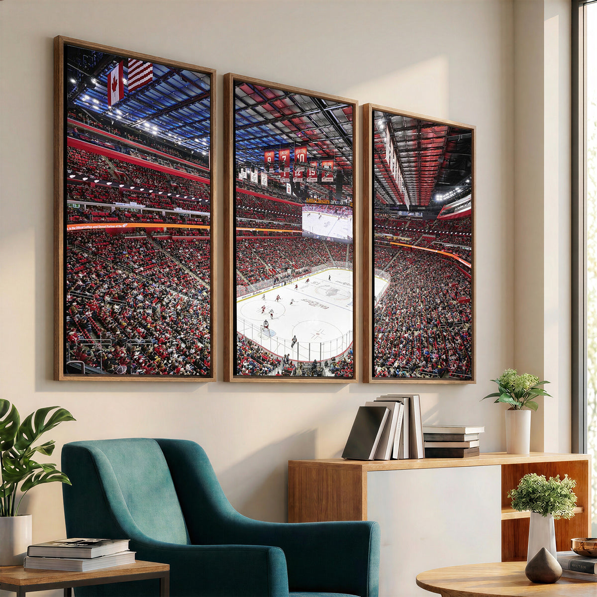 62263-MGV-CV-36X24 - Barton Malow Little Caesars Arena Detroit Wall Art Canvas Print - Detroit Hockey and Basketball