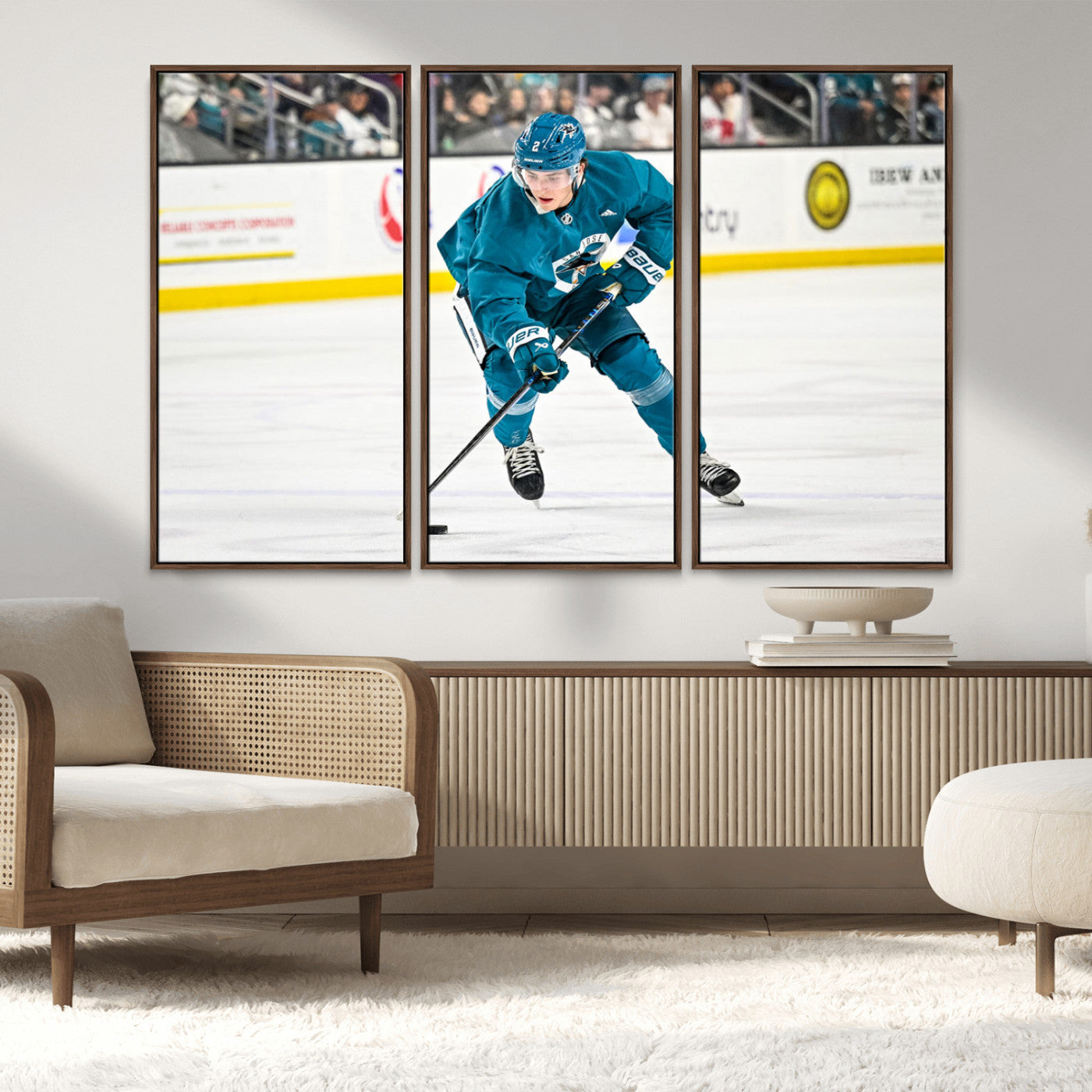 MGV-FC-48X32-3P - San Jose Sharks Ice Hockey Player Wall Art Canvas Print