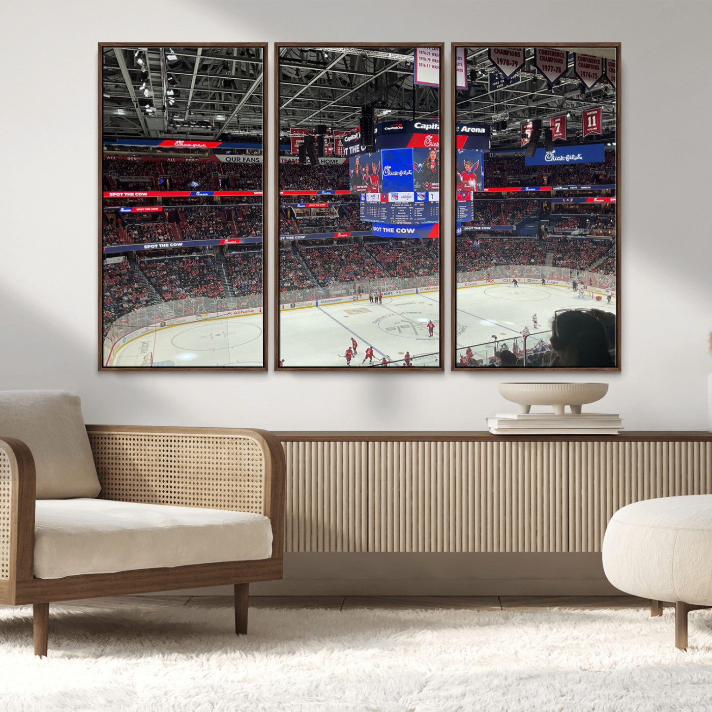 MGV-FC-48X32-3P - Washington Capitols New York Rangers Ice Hockey Game Stadium Wall Art Canvas Print