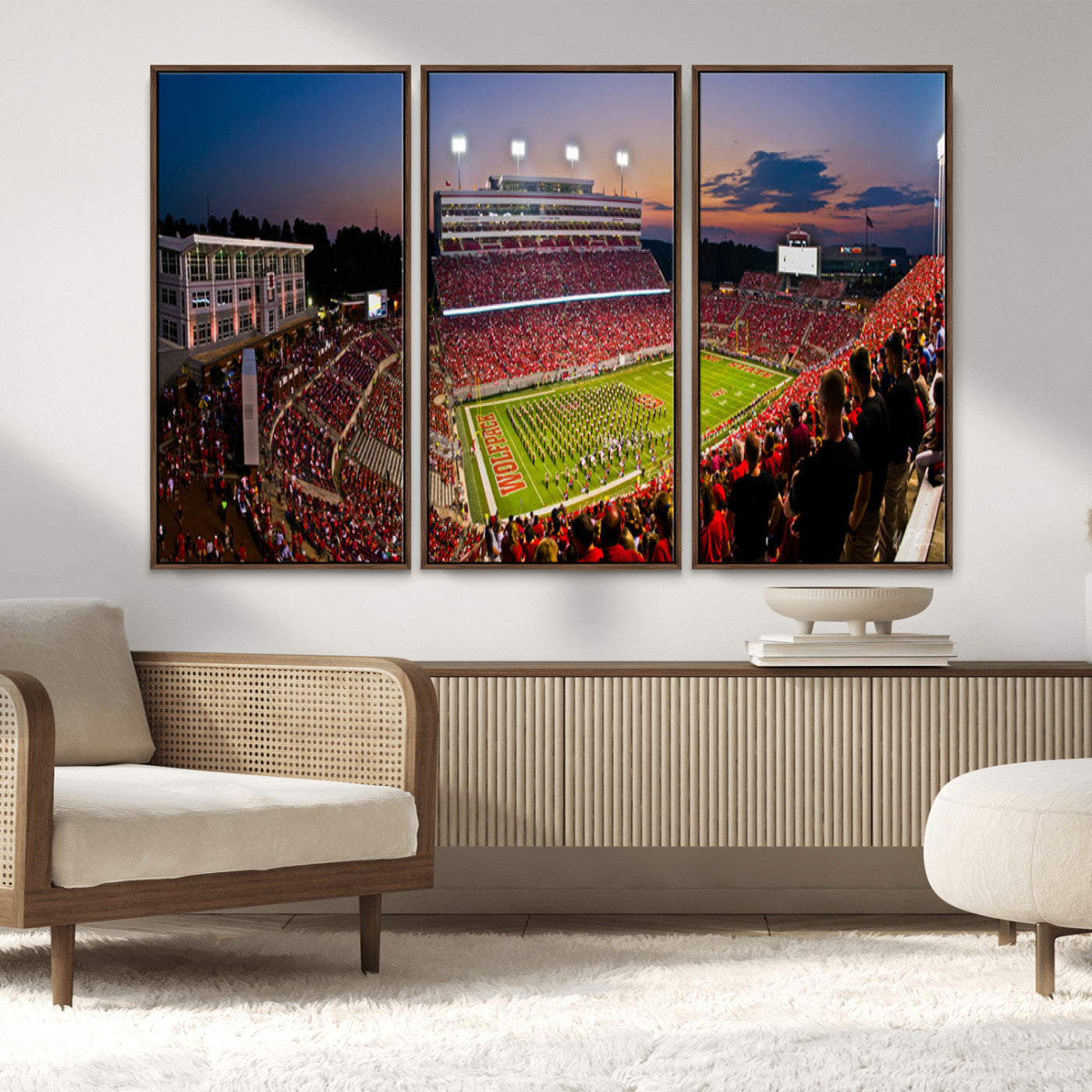 MGV-FC-48X32-3P - NC State Wolfpack Football Team Print - Raleigh Carter-Finley Stadium Wall Art Canvas Print