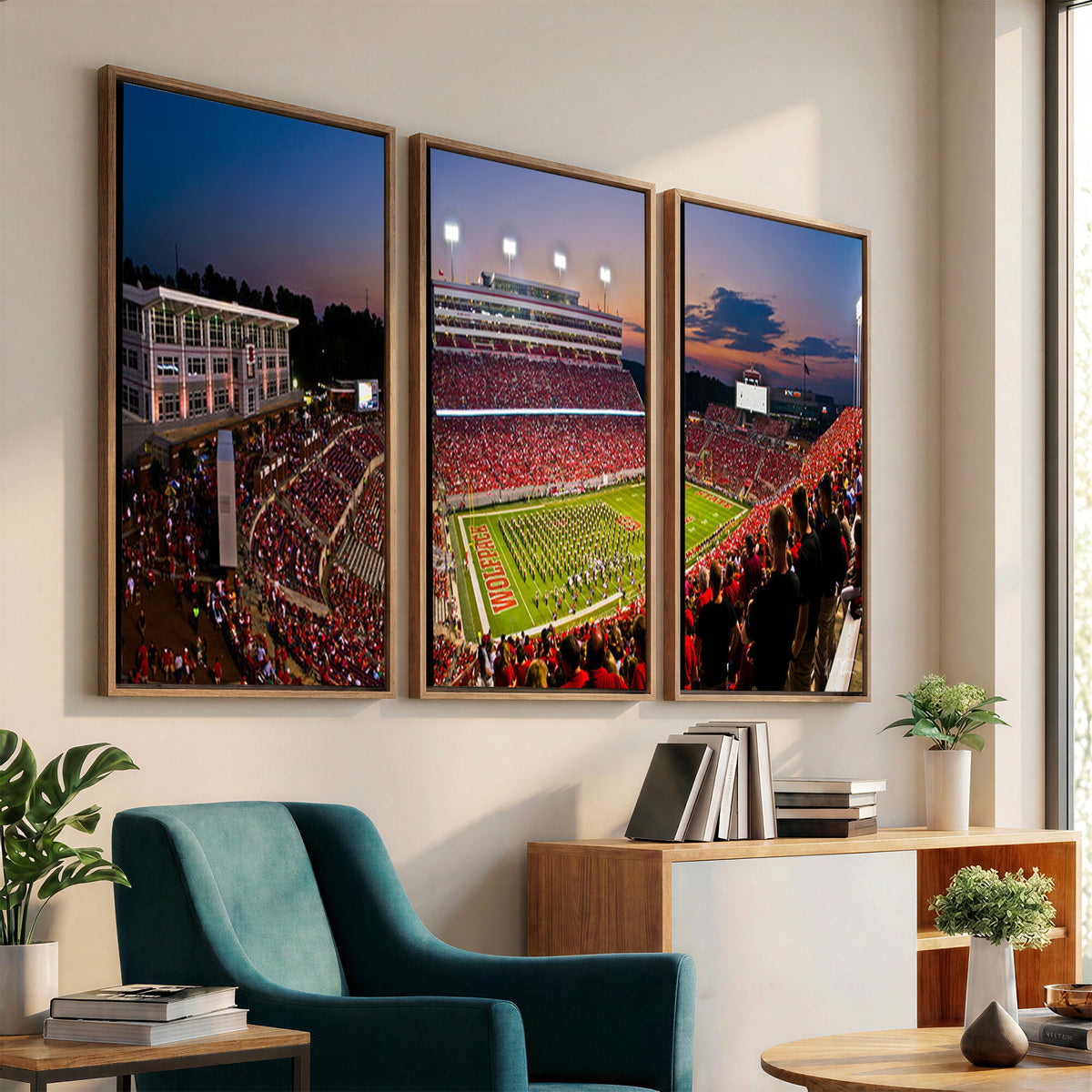 87655-MGV-CV-36X24 - NC State Wolfpack Football Team Print - Raleigh Carter-Finley Stadium Wall Art Canvas Print