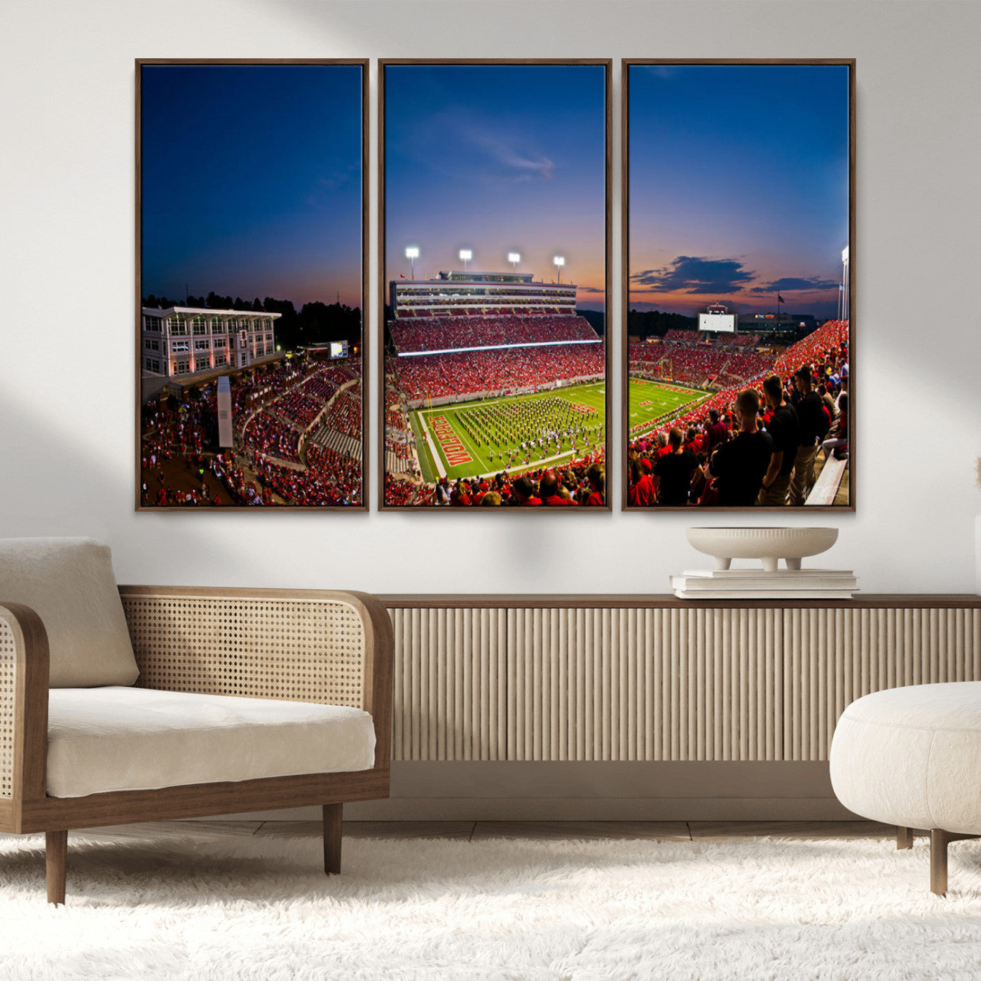 MGV-FC-48X32-3P - NC State Wolfpack Football Team Print - Raleigh Carter-Finley Stadium Wall Art Canvas Print