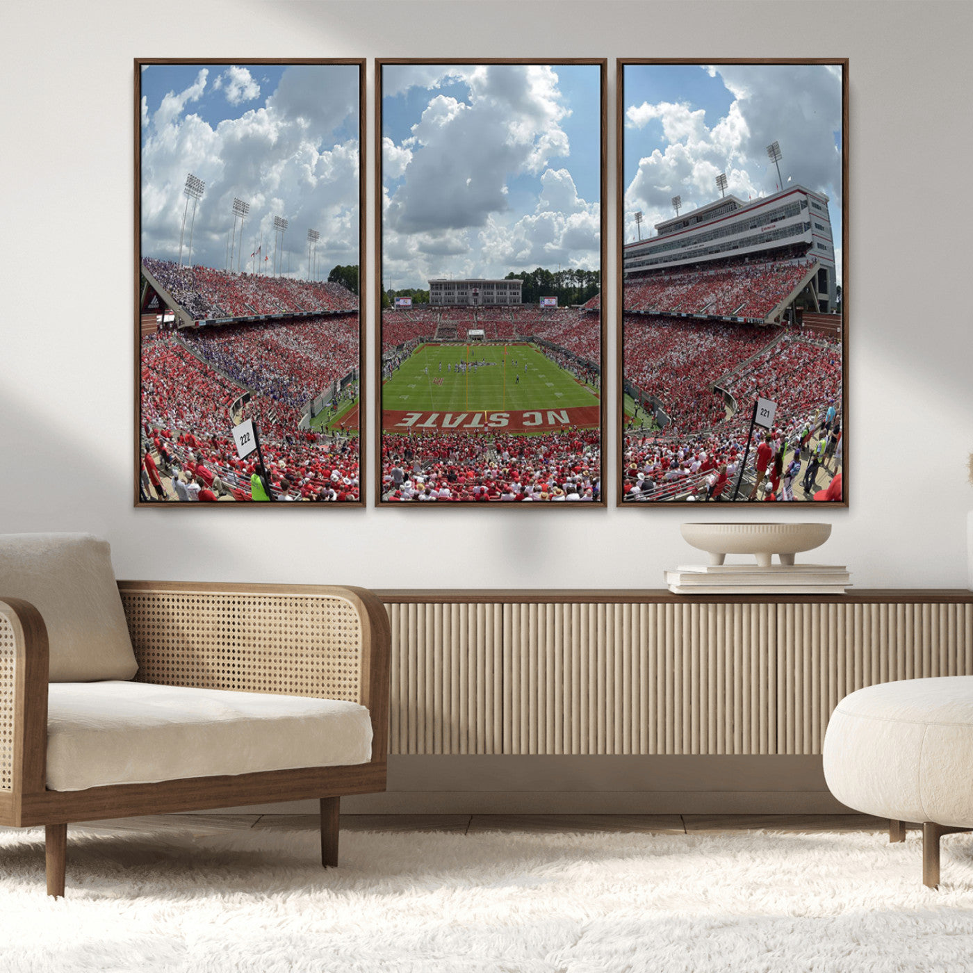 MGV-FC-48X32-3P - NC State Wolfpack Football Team Print Canvas- Raleigh Carter-Finley Stadium Wall Art Canvas Print