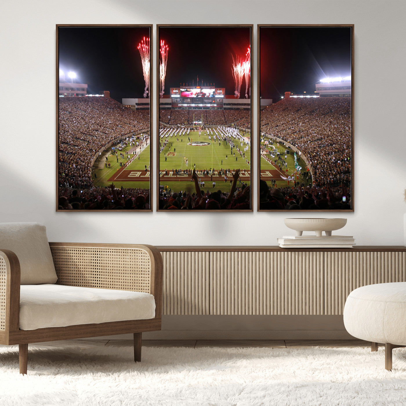 MGV-FC-48X32-3P - Framed Florida State Seminoles Football Team Print - Tallahassee Doak Campbell Stadium Wall Art
