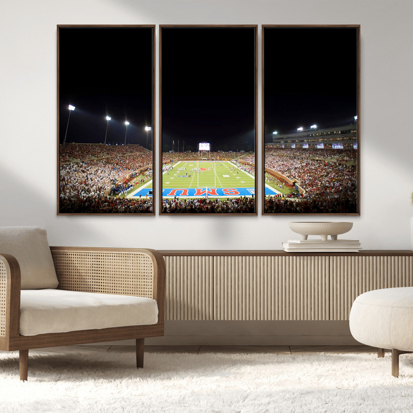 MGV-FC-48X32-3P - SMU Mustangs Football Team Print - Dallas Gerald J. Ford Stadium Wall Art Canvas Print