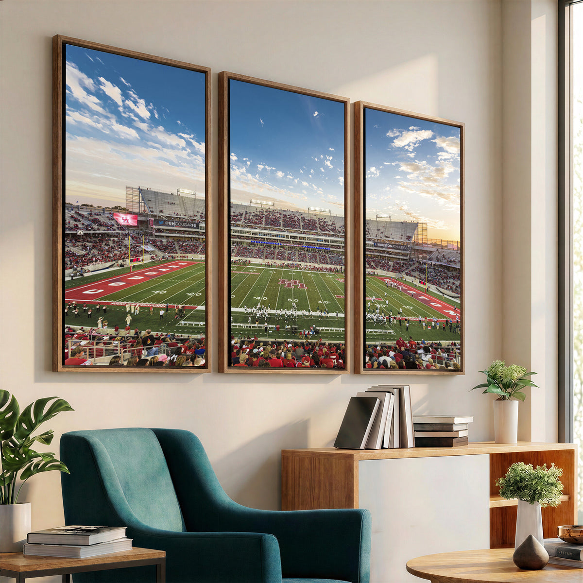 36612-MGV-CV-36X24 - Framed Houston Cougars Football Team Print - Houston TDECU Stadium Wall Art Canvas Print