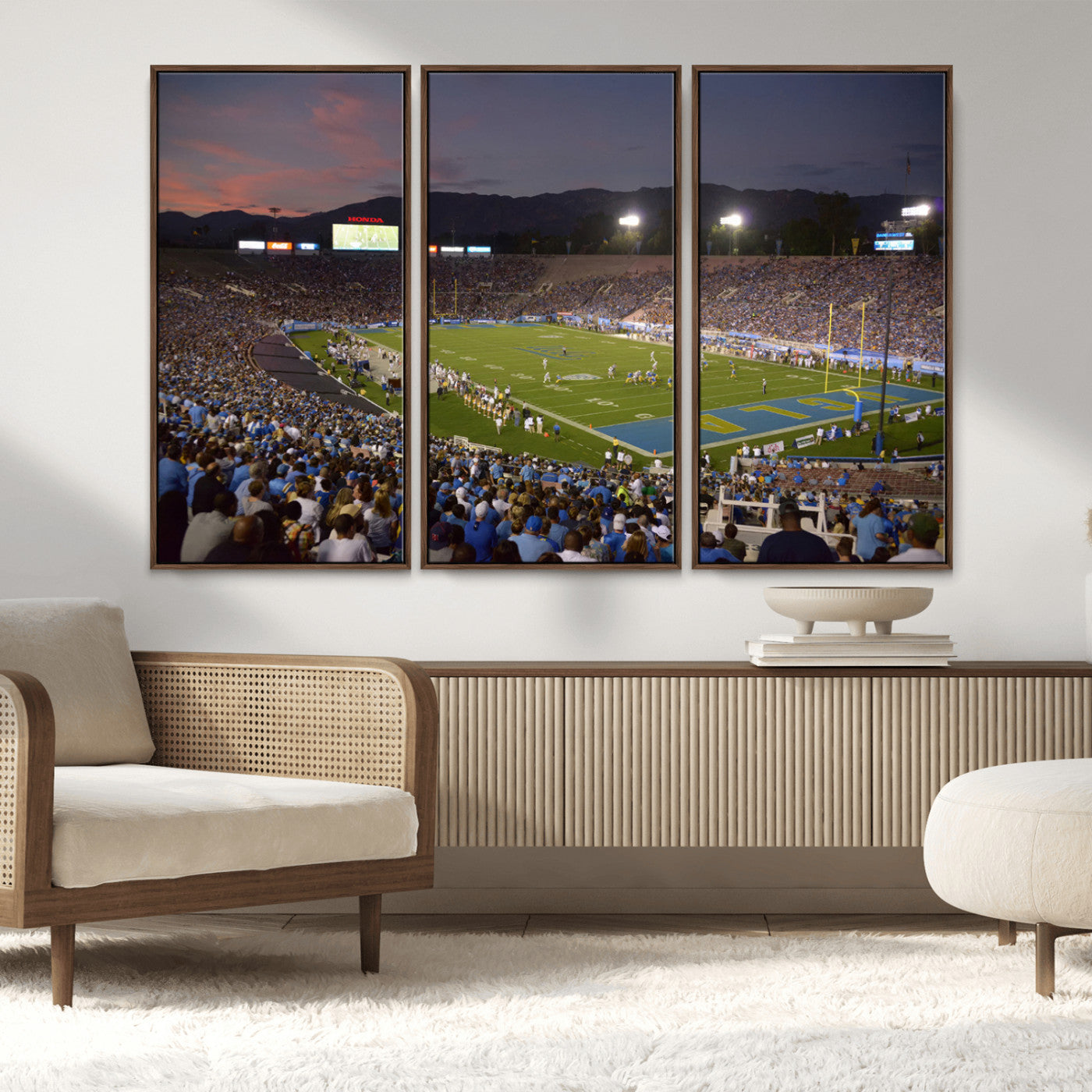 MGV-FC-48X32-3P - UCLA Bruins Football Team Print - Pasadena Rose Bowl Stadium Wall Art Canvas Print