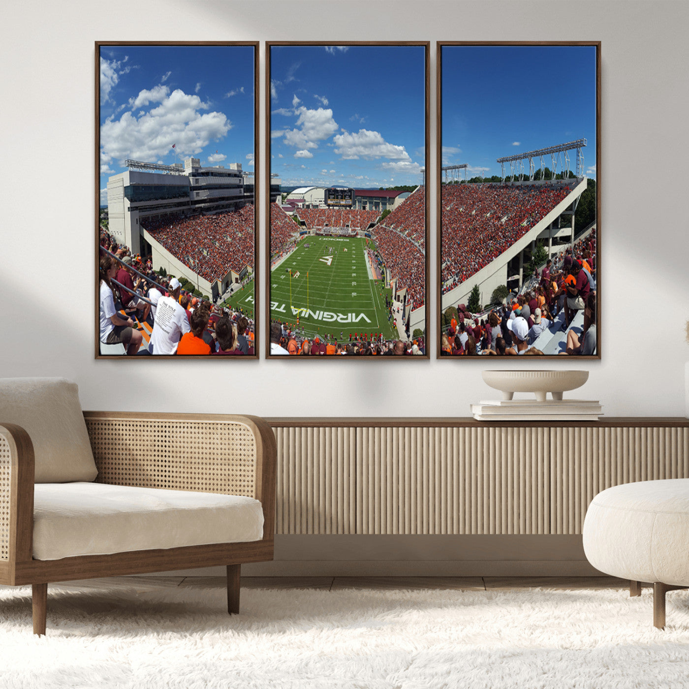 MGV-FC-48X32-3P - Virginia Tech Hokies Football Team Print - Blacksburg Lane Stadium Wall Art Canvas Print