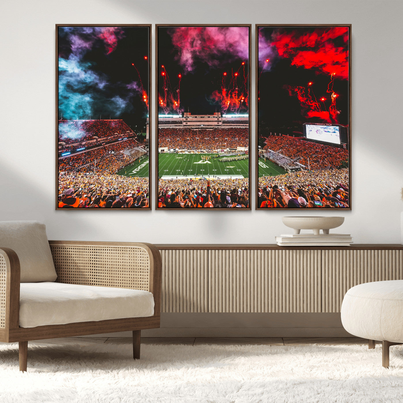 MGV-FC-48X32-3P - Virginia Tech Hokies Football Team Print - Blacksburg Lane Stadium Wall Art Canvas Print