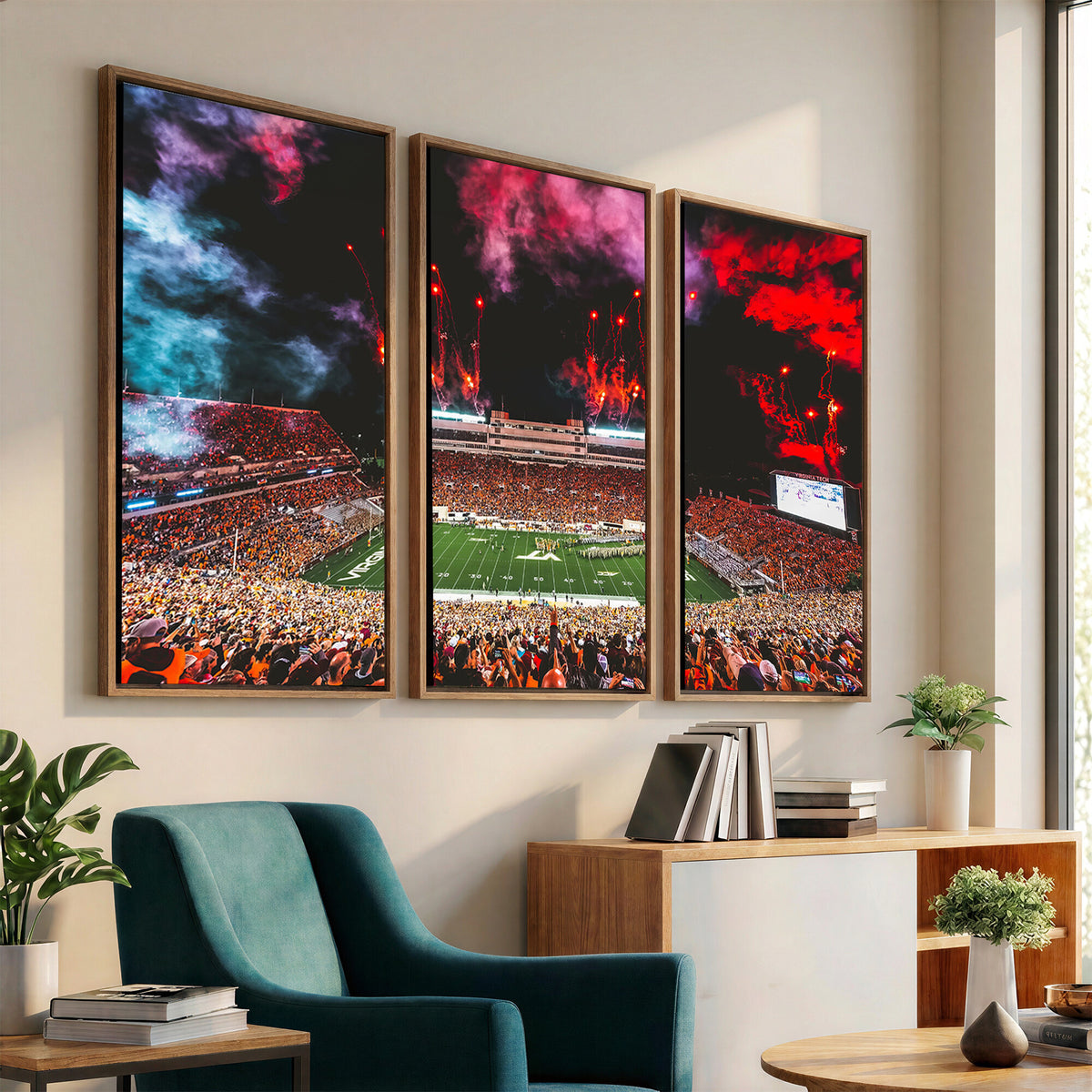 65761-MGV-CV-36X24 - Virginia Tech Hokies Football Team Print - Blacksburg Lane Stadium Wall Art Canvas Print