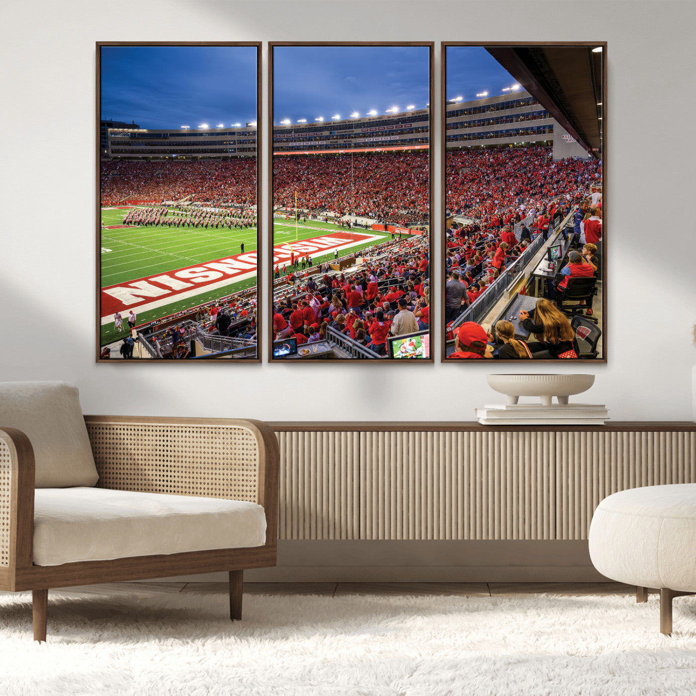 MGV-FC-48X32-3P - Wisconsin Badgers Football Team Print - Madison Camp Randall Stadium Wall Art, Wisconsin Badgers