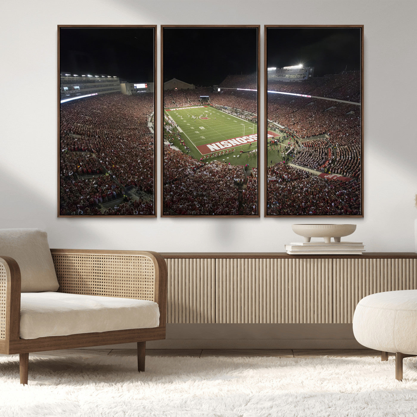 MGV-FC-48X32-3P - Wisconsin Badgers Football Team Print - Madison Camp Randall Stadium Wall Art Canvas Print