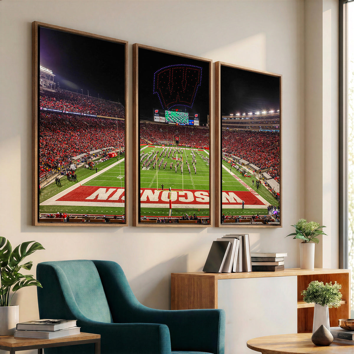 34125-MGV-CV-36X24 - Wisconsin Badgers Football Team Print Canvas- Madison Camp Randall Stadium Wall Art Canvas Print