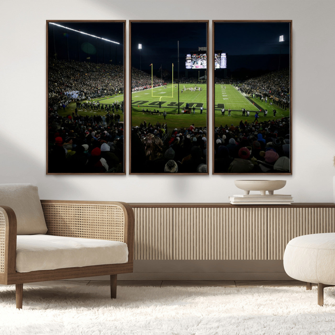 MGV-FC-48X32-3P - Purdue Boilermakers Football Team Print - West Lafayette Ross–Ade Stadium Wall Art Canvas Print