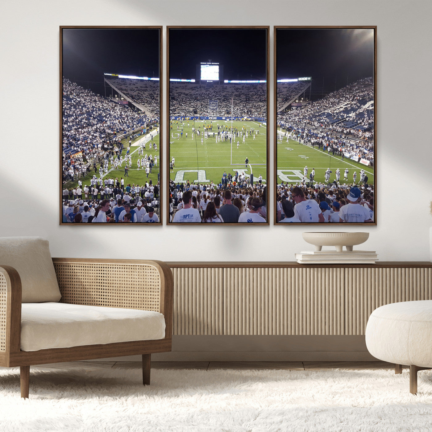 MGV-FC-48X32-3P - Brigham Young University Cougars Football Print Canvas - Provo LaVell Edwards Stadium Wall Art