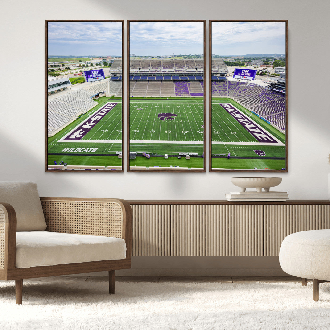 MGV-FC-48X32-3P - KState Wildcats Football Team Print - Manhattan Bill Snyder Family Football Stadium Wall Art Canvas