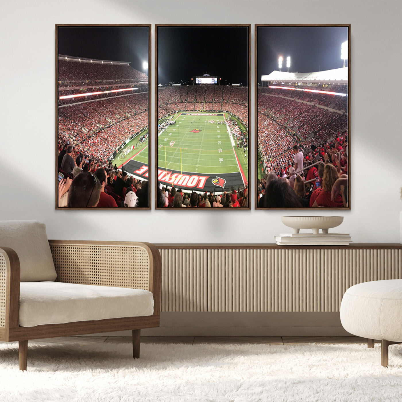 MGV-FC-48X32-3P - University of Louisville Cardinals Football Team Print - Louisville Cardinal Stadium Wall Art Canvas