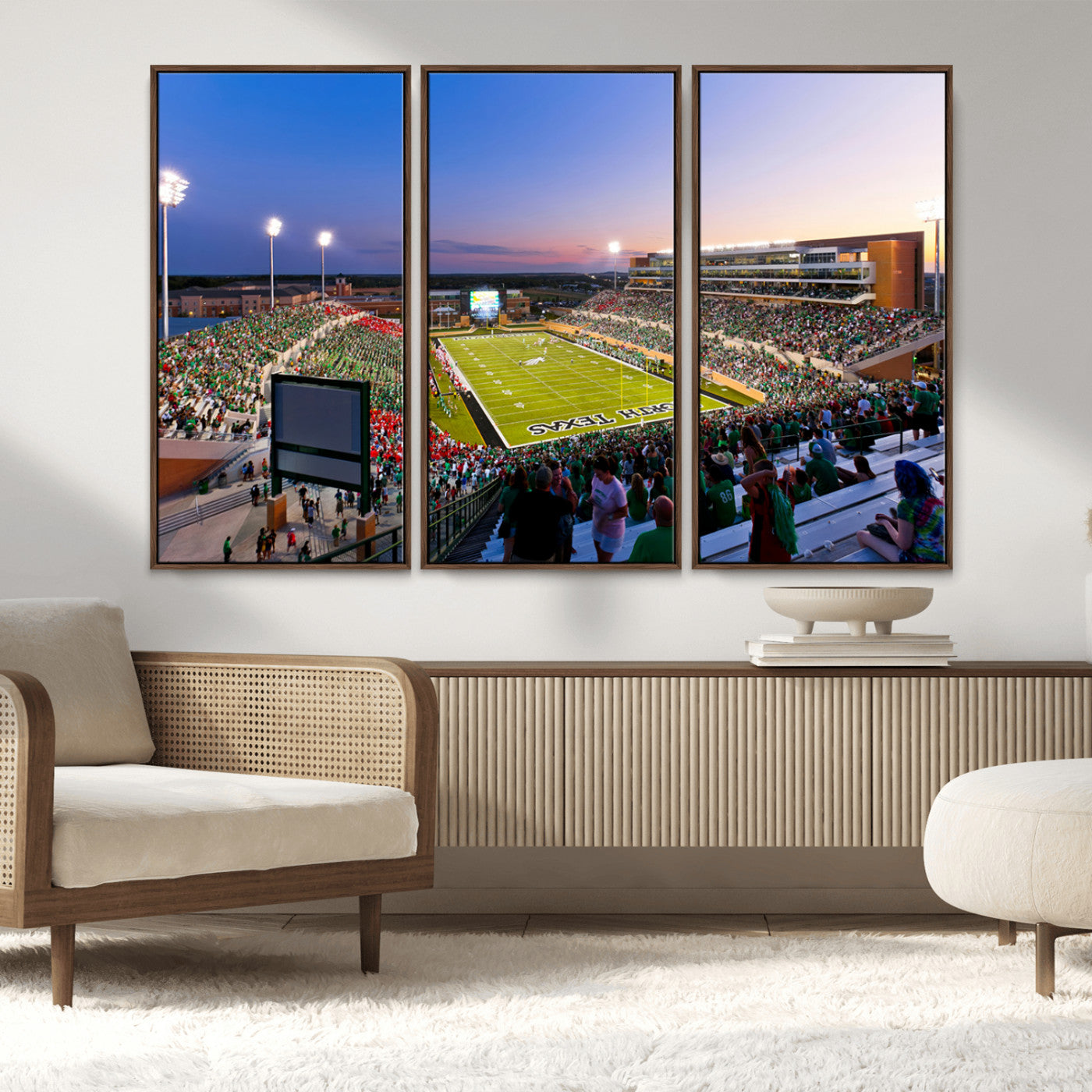 MGV-FC-48X32-3P - University of North Texas Mean Green Football Team Print - Denton DATCU Stadium Canvas Print Wall