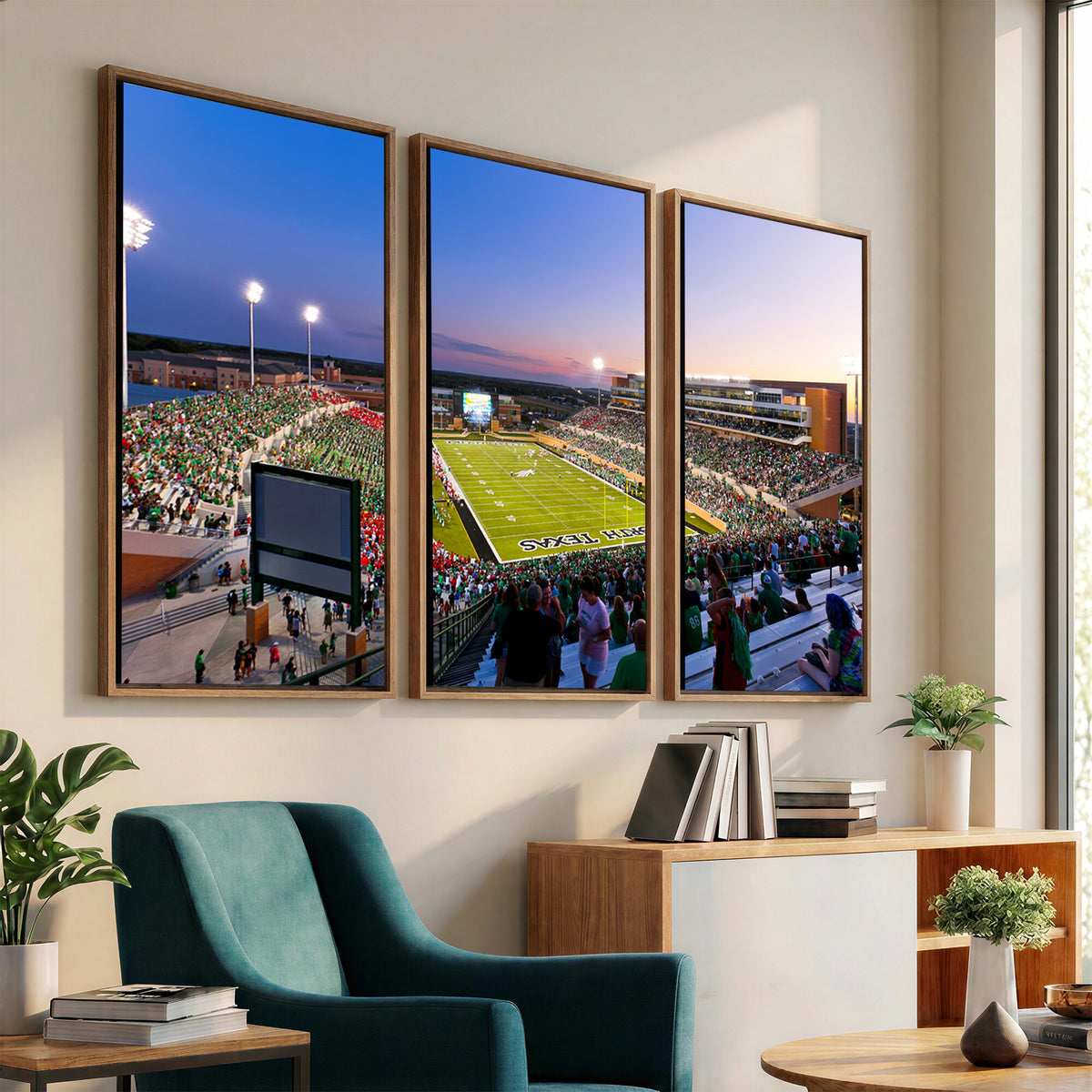 25916-MGV-CV-36X24 - University of North Texas Mean Green Football Team Print - Denton DATCU Stadium Canvas Print Wall