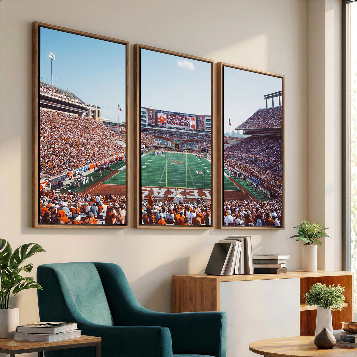 14826-MGV-CV-36X24 - Framed Texas Memorial Stadium Canvas, University of Texas Longhorns Football Team Print - Austin