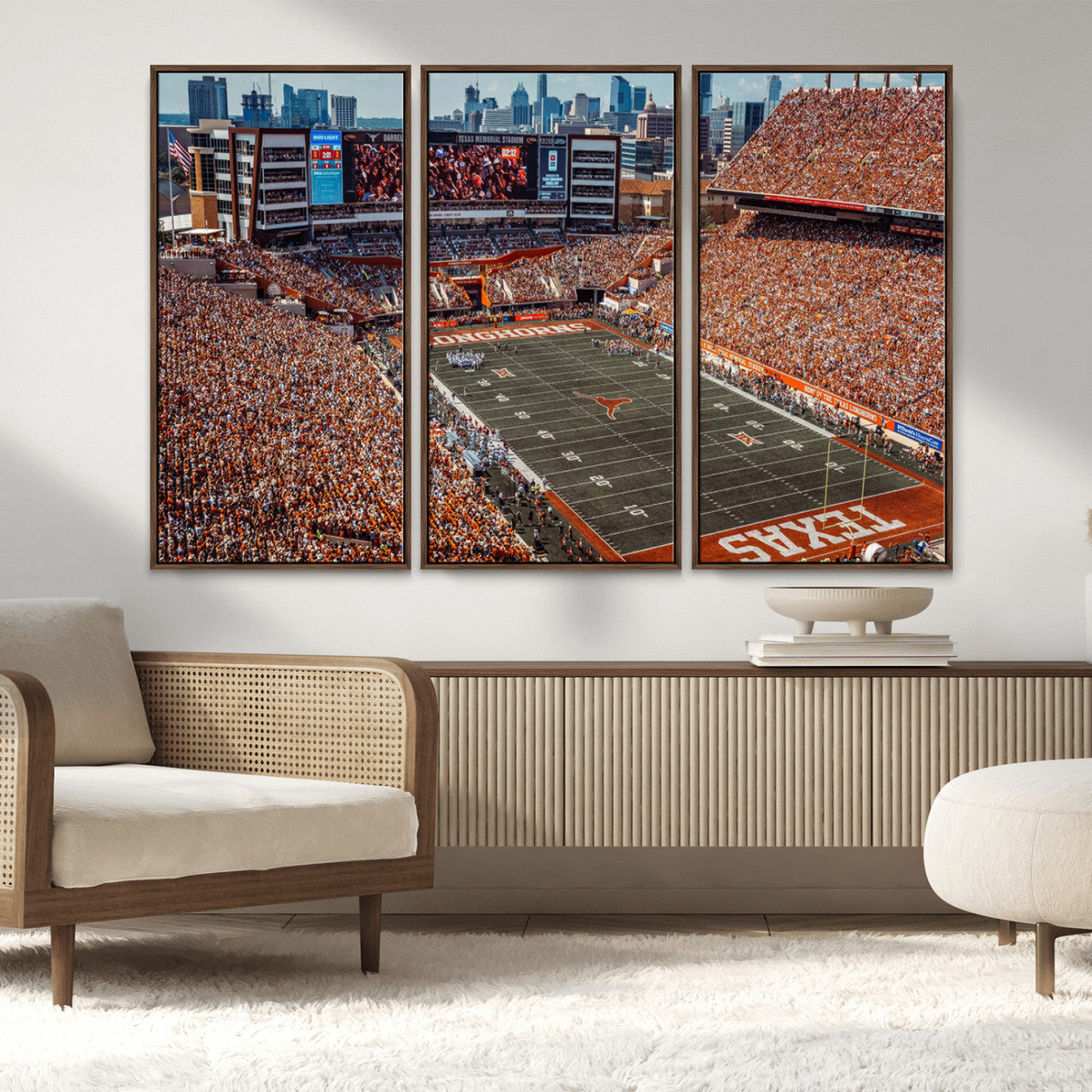 MGV-FC-48X32-3P - University of Texas Longhorns Football Team Print - Austin Darrell K Royal-Texas Memorial Stadium