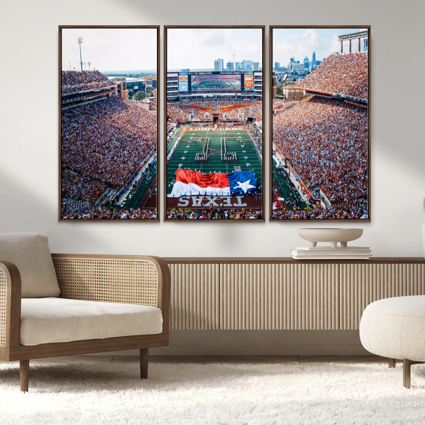 MGV-FC-48X32-3P - University of Texas Longhorns Football Team Canvas Print - Austin Darrell K Royal-Texas Memorial
