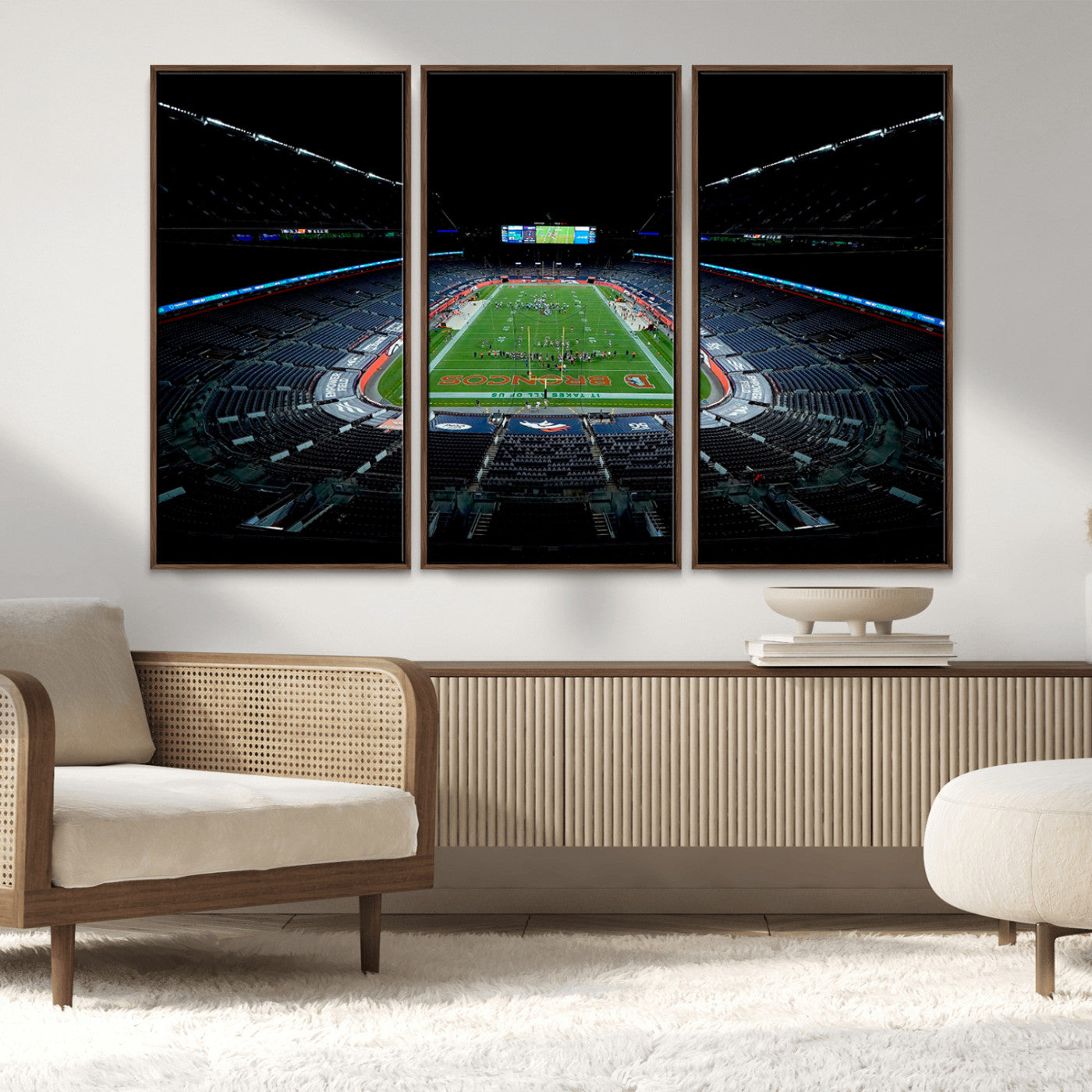 MGV-FC-48X32-3P - Denver Broncos Football Team Print Canvas- Denver Empower Field at Mile High Stadium Wall Art Canvas