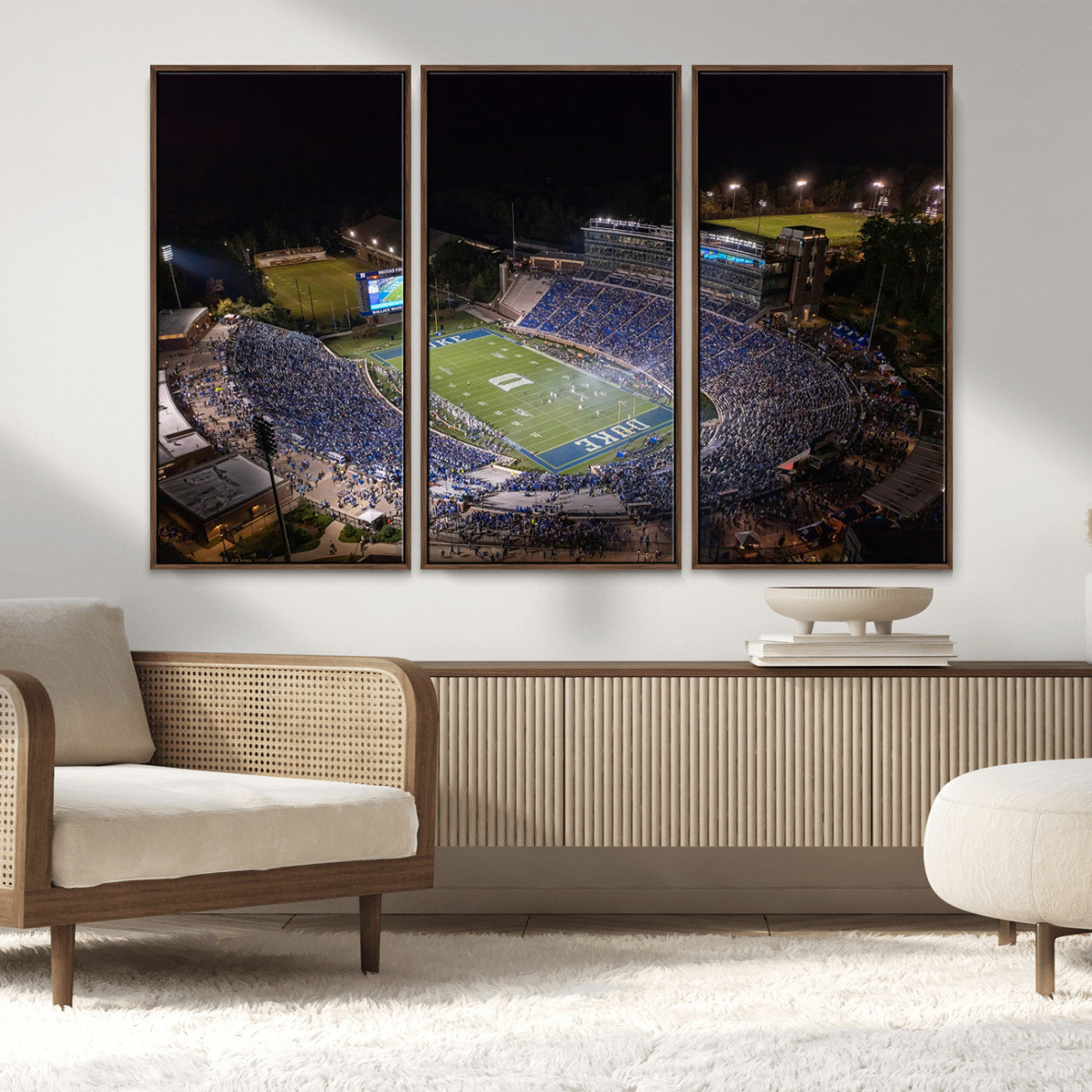 MGV-FC-48X32-3P - Duke University Blue Devils Football Print Canvas - Durham Wallace Wade Stadium Wall Art Canvas