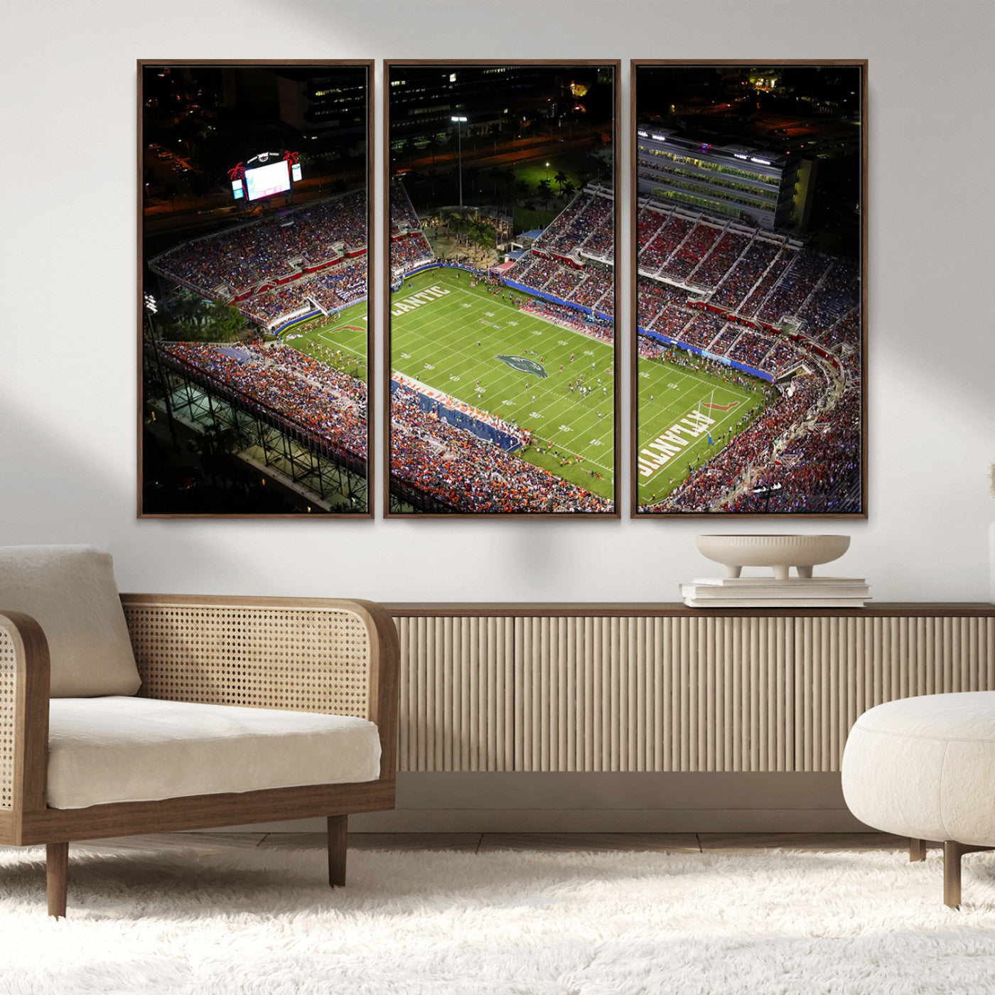 MGV-FC-48X32-3P - Florida Atlantic University Owls Canvas Print, Football Team Print - Boca Raton FAU Stadium Wall Art