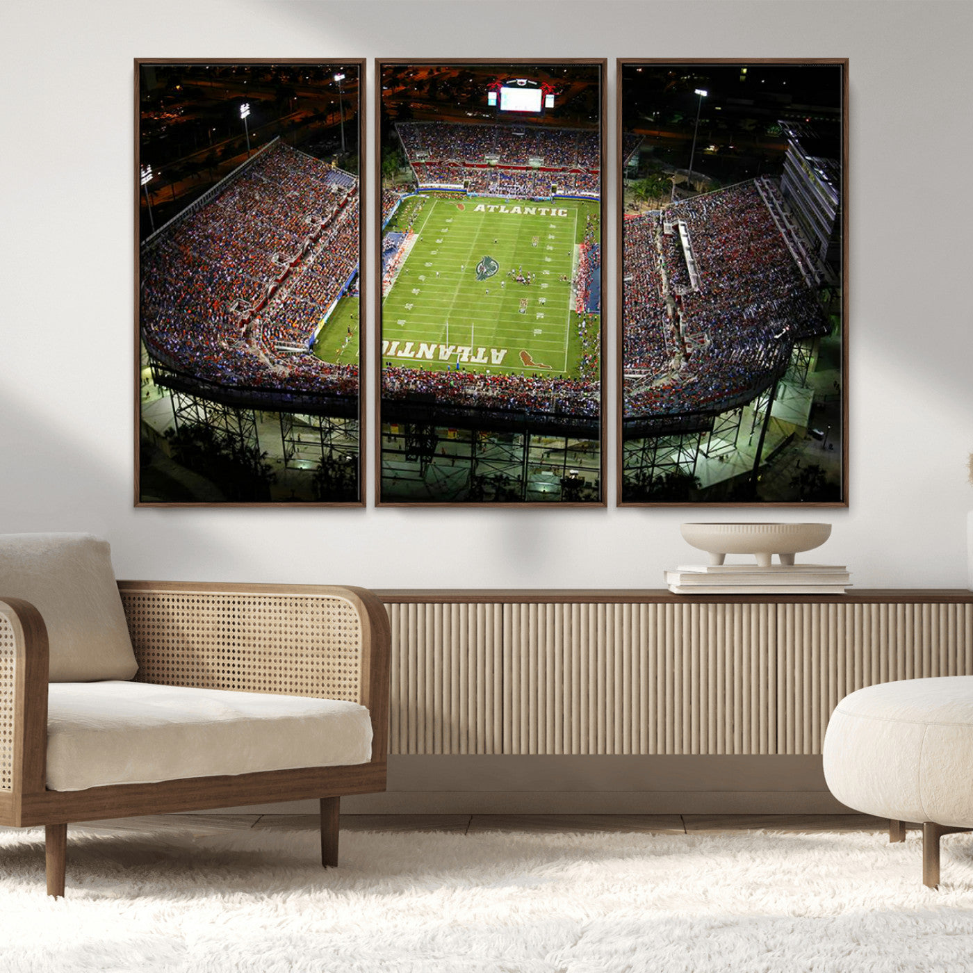 MGV-FC-48X32-3P - Florida Atlantic University Owls Football Team Print - Boca Raton FAU Stadium Wall Art Canvas Print