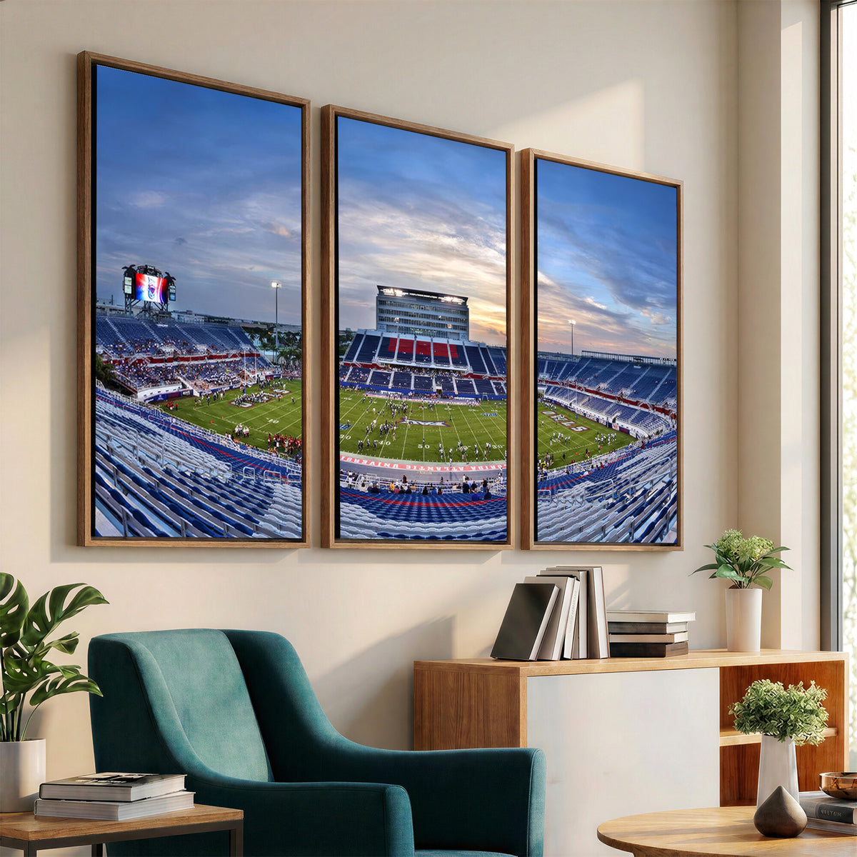 69559-MGV-CV-36X24 - Florida Atlantic University Owls Football Team Print - Boca Raton FAU Stadium Wall Art Canvas Print