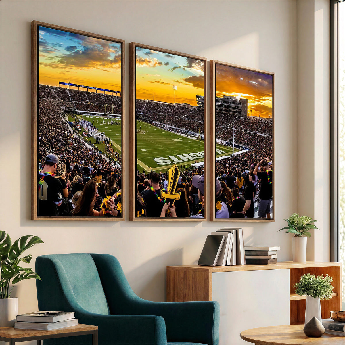 66803-MGV-CV-36X24 - UCF Knights Football Team Print - Orlando FBC Mortgage Stadium, UCF Knights Wall Art Canvas Print