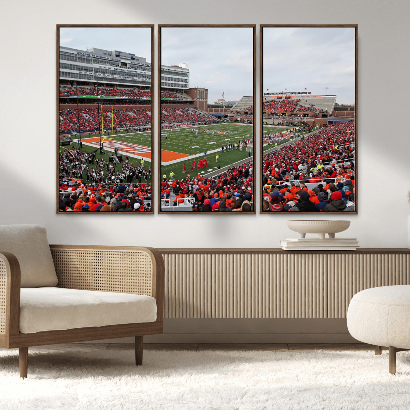 MGV-FC-48X32-3P - University of Illinois Fighting Illini Football Team Print - Champaign Illinois Memorial Stadium