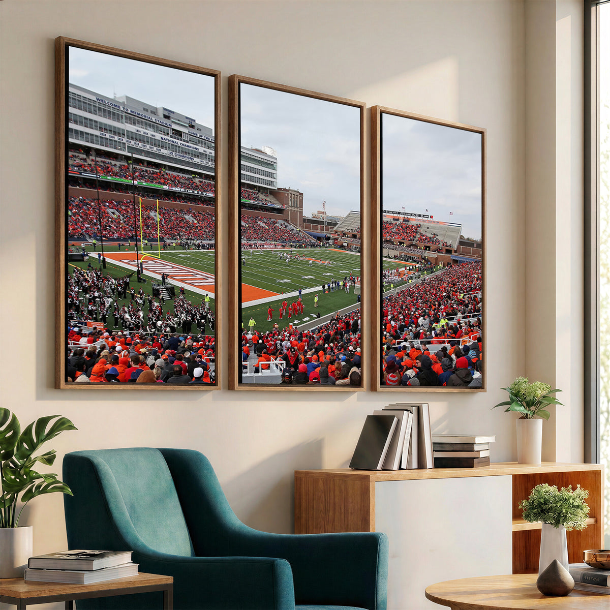 86851-MGV-CV-36X24 - University of Illinois Fighting Illini Football Team Print - Champaign Illinois Memorial Stadium