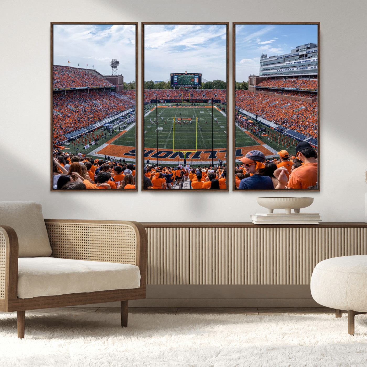 MGV-FC-48X32-3P - University of Illinois Fighting Illini Football Team Print Canvas - Champaign Illinois Memorial