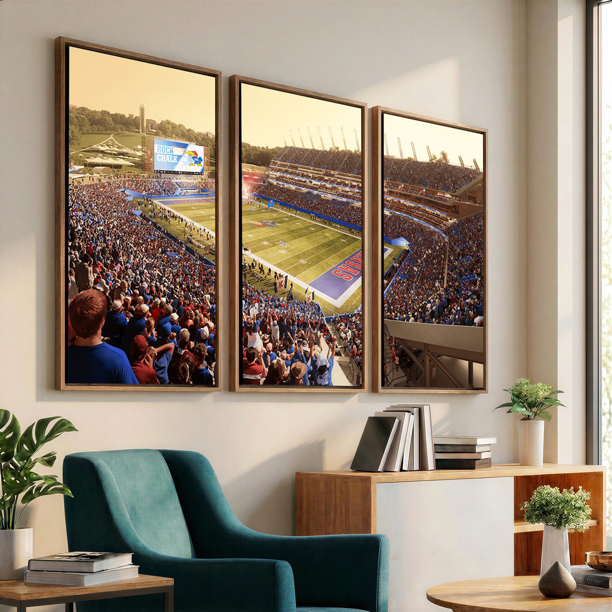 71731-MGV-CV-36X24 - University of Kansas Jayhawks Football Team Print - Lawrence Kansas Memorial Stadium Wall Art Canvas