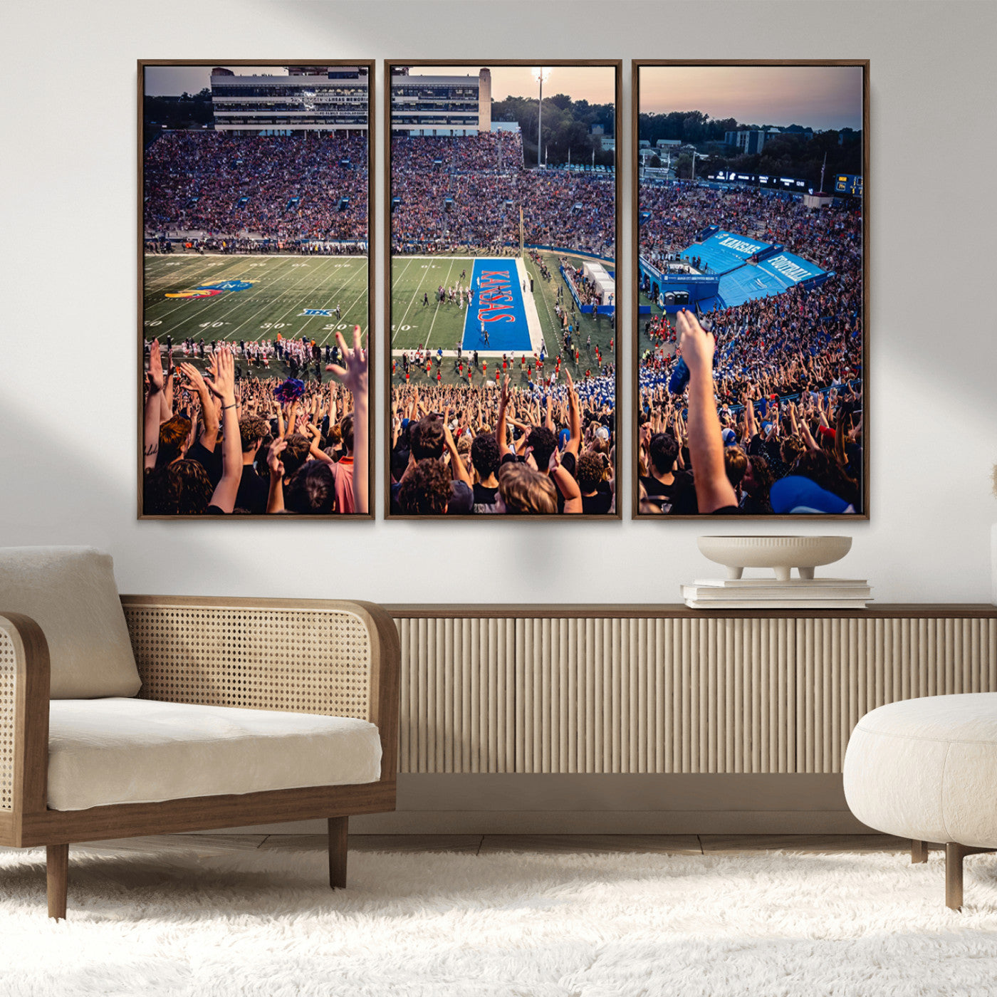 MGV-FC-48X32-3P - University of Kansas Jayhawks Football Team Art Print - Lawrence Kansas Memorial Stadium Wall Art