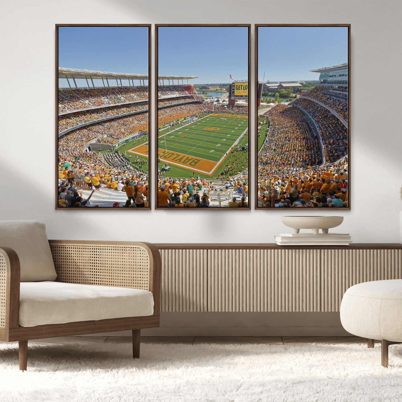 MGV-FC-48X32-3P - Baylor University Bears Football Team Print - Waco McLane Stadium Wall Art Canvas Print