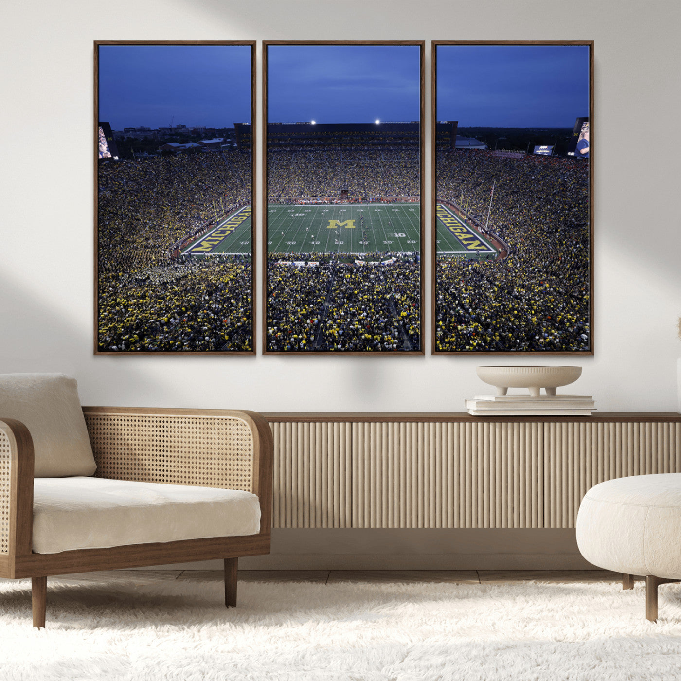 MGV-FC-48X32-3P - University of Michigan Wolverines Football Team Print - Ann Arbor Michigan Stadium Wall Art Canvas