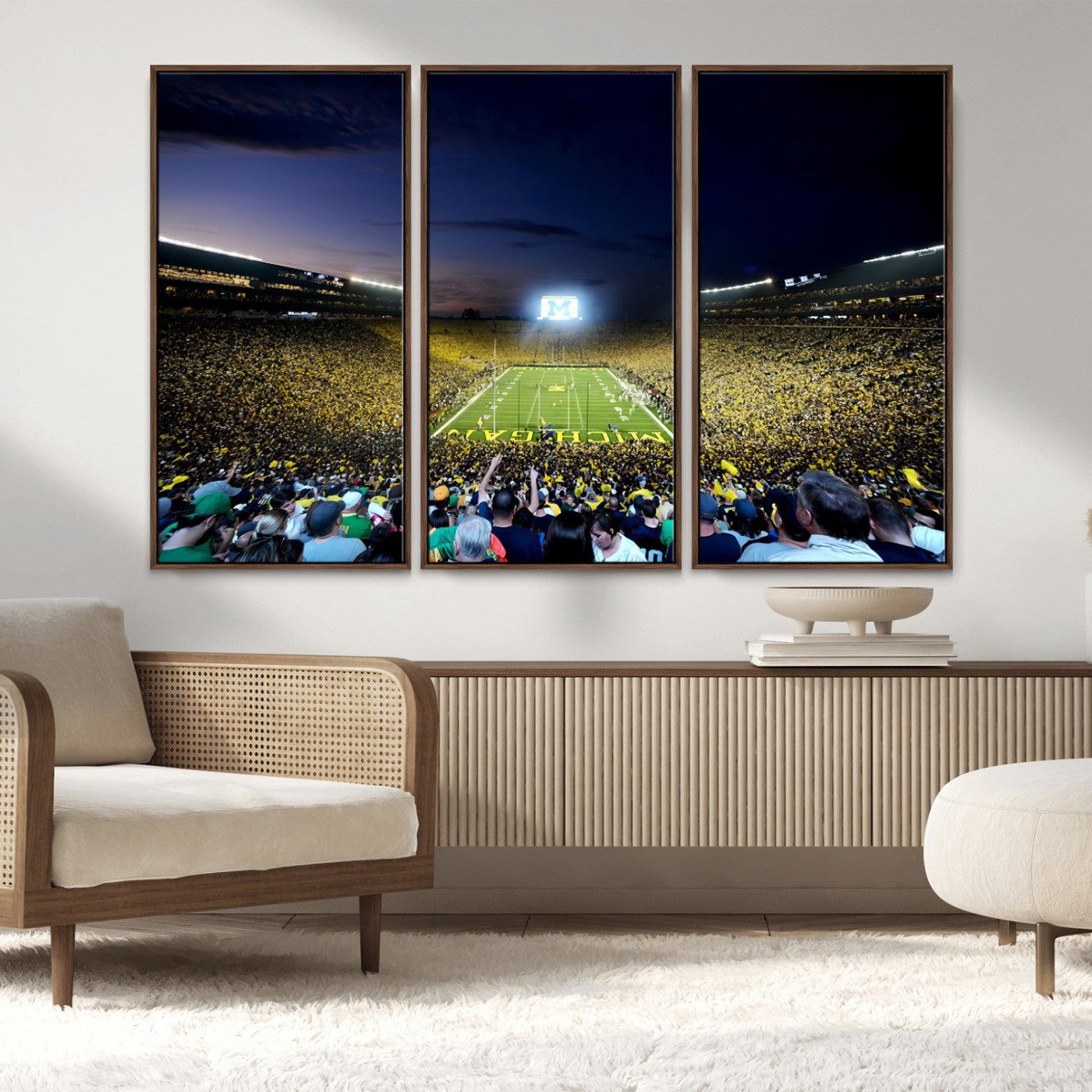 MGV-FC-48X32-3P - University of Michigan Wolverines Football Team Print - Ann Arbor Michigan Stadium Canvas Print