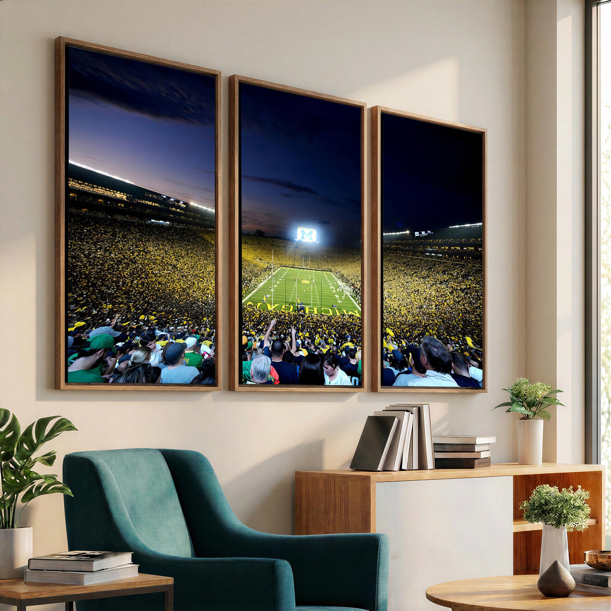 22115-MGV-CV-36X24 - University of Michigan Wolverines Football Team Print - Ann Arbor Michigan Stadium Canvas Print