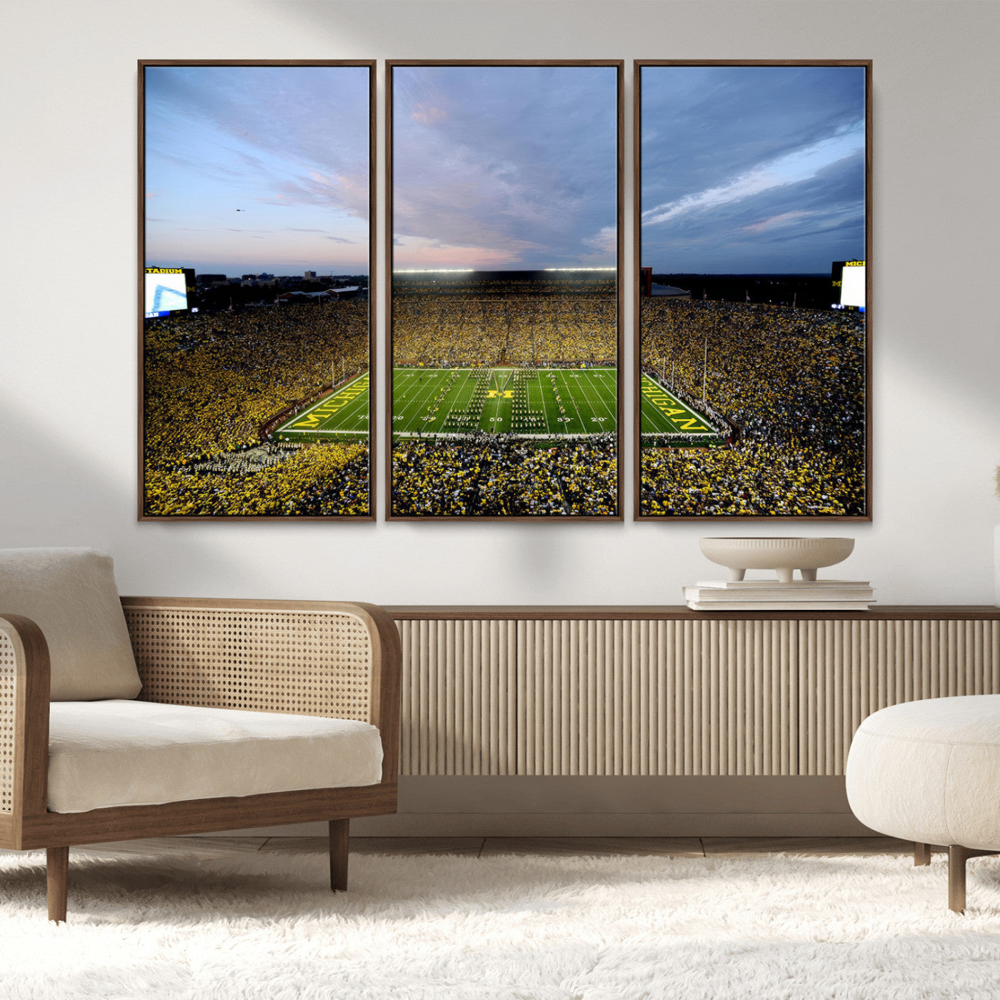 MGV-FC-48X32-3P - University of Michigan Wolverines Football Team Print - Ann Arbor Michigan Stadium Wall Art Canvas