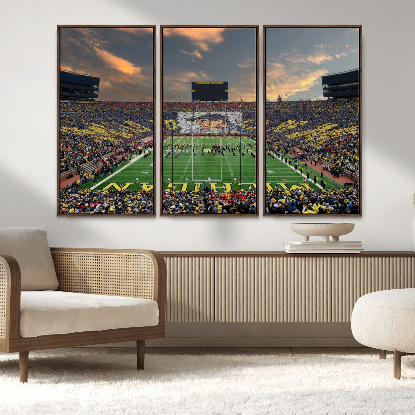MGV-FC-48X32-3P - University of Michigan Wolverines Print Canvas, Football Team Print - Ann Arbor Michigan Stadium