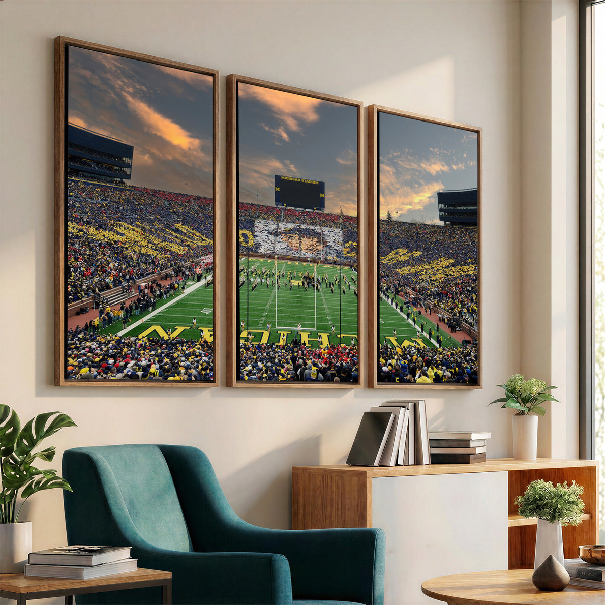 81843-MGV-CV-36X24 - University of Michigan Wolverines Print Canvas, Football Team Print - Ann Arbor Michigan Stadium