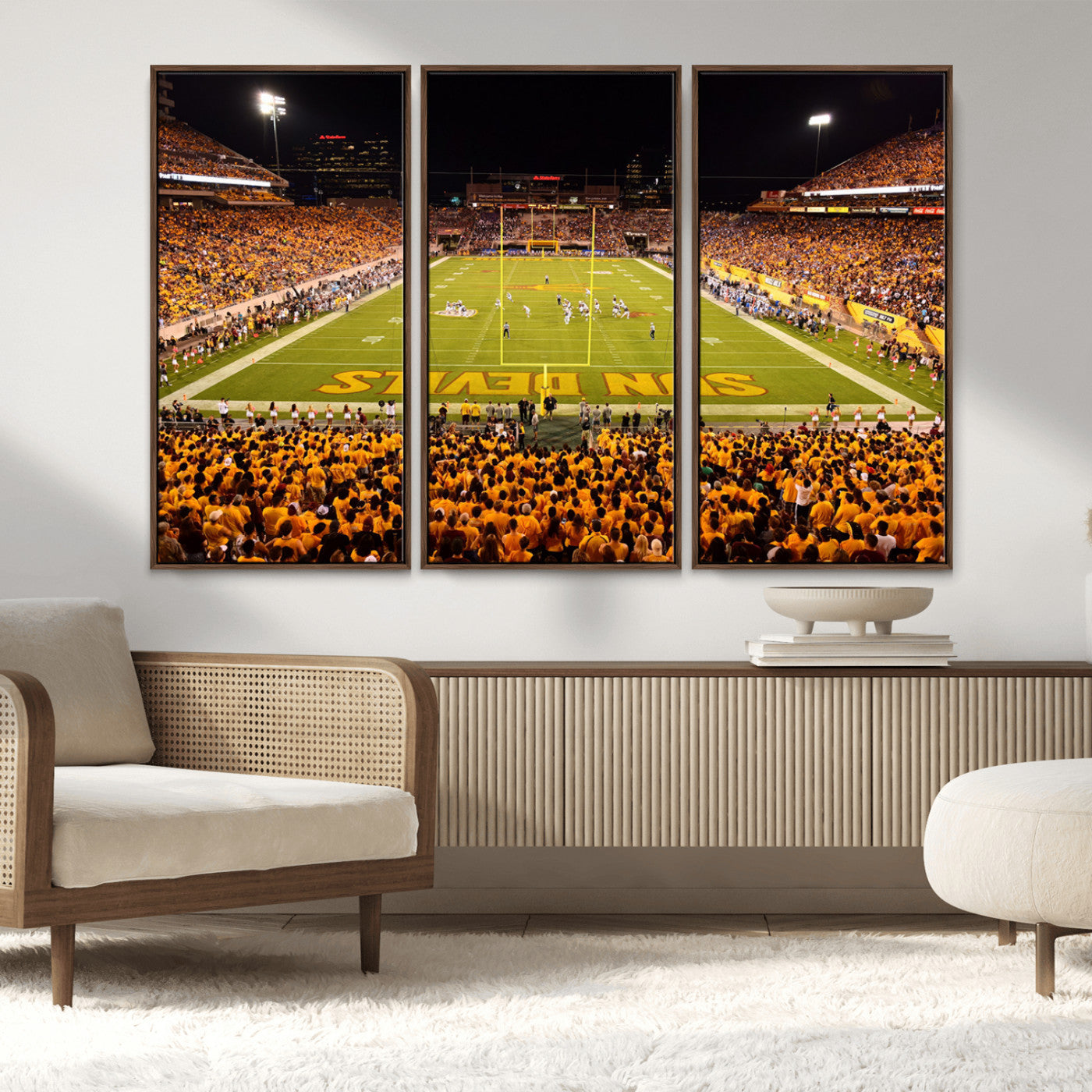 MGV-FC-48X32-3P - ASU Sun Devils Football Team Print - Phoenix Mountain America Stadium Wall Art Canvas Print