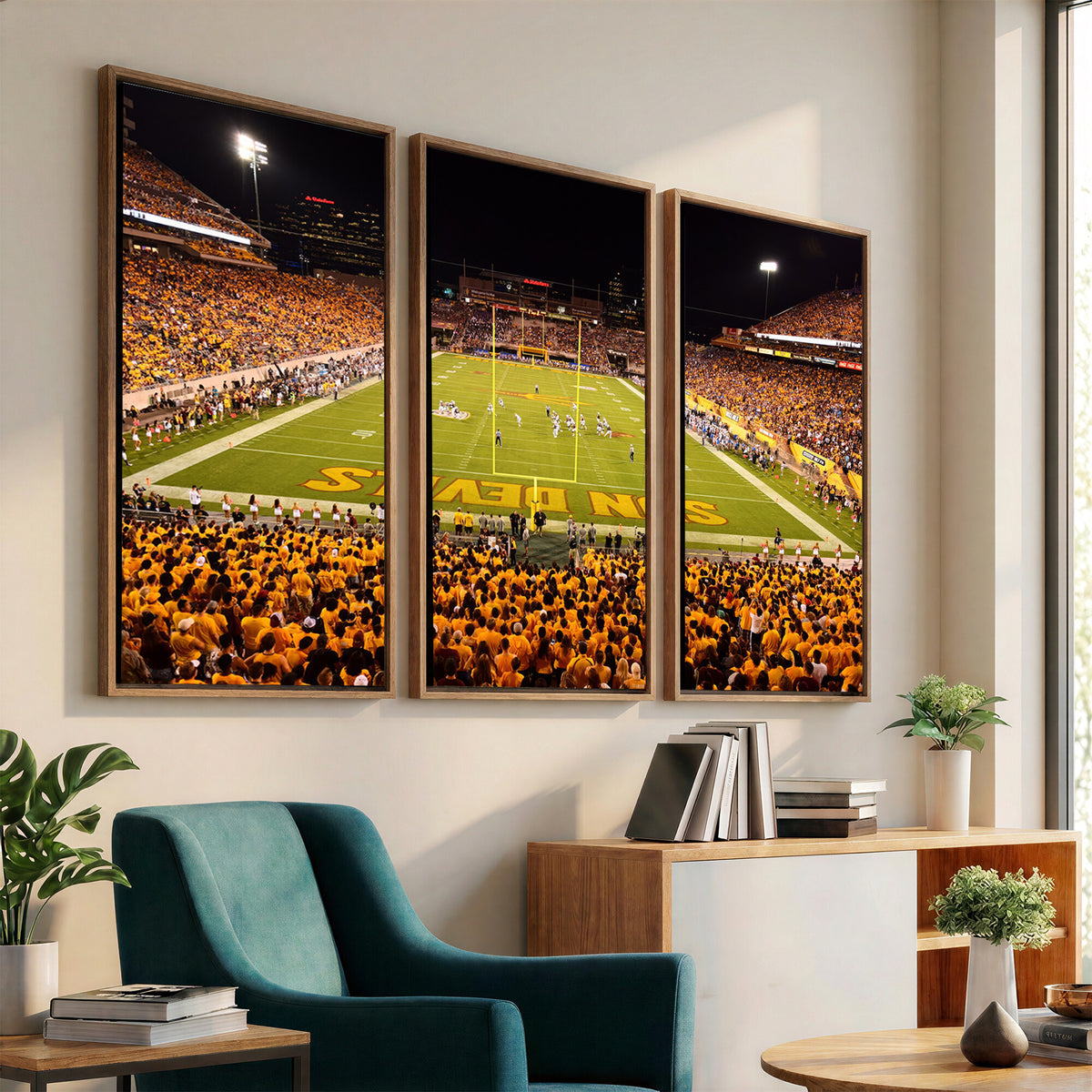 21588-MGV-CV-36X24 - ASU Sun Devils Football Team Print - Phoenix Mountain America Stadium Wall Art Canvas Print