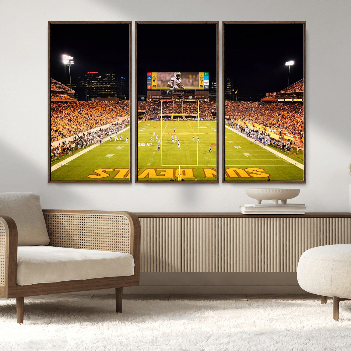 MGV-FC-48X32-3P - ASU Sun Devils Football Team Print - Phoenix Mountain America Stadium Canvas Print